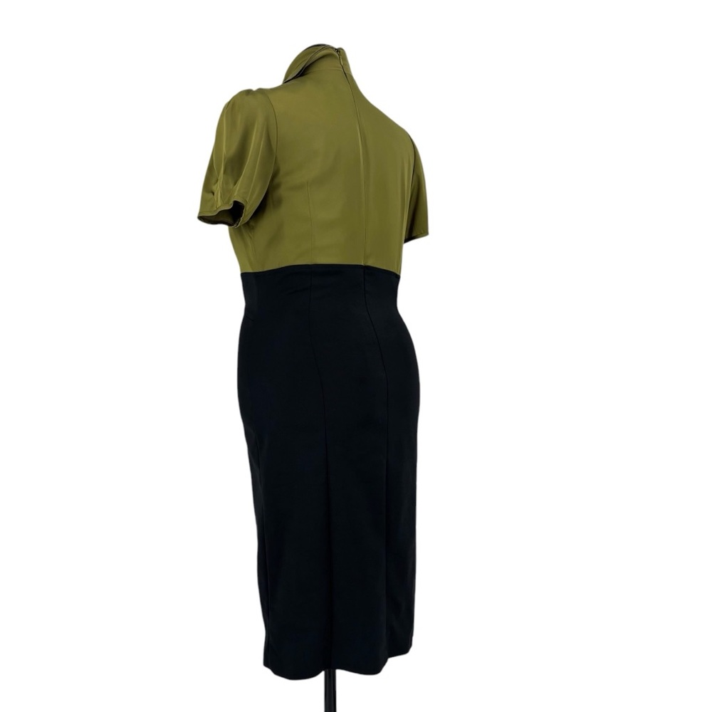 le chateau Chartreuse and Black Short Sleeve Ruffle Neck Wiggle Skirt, Large - Picture 7 of 17